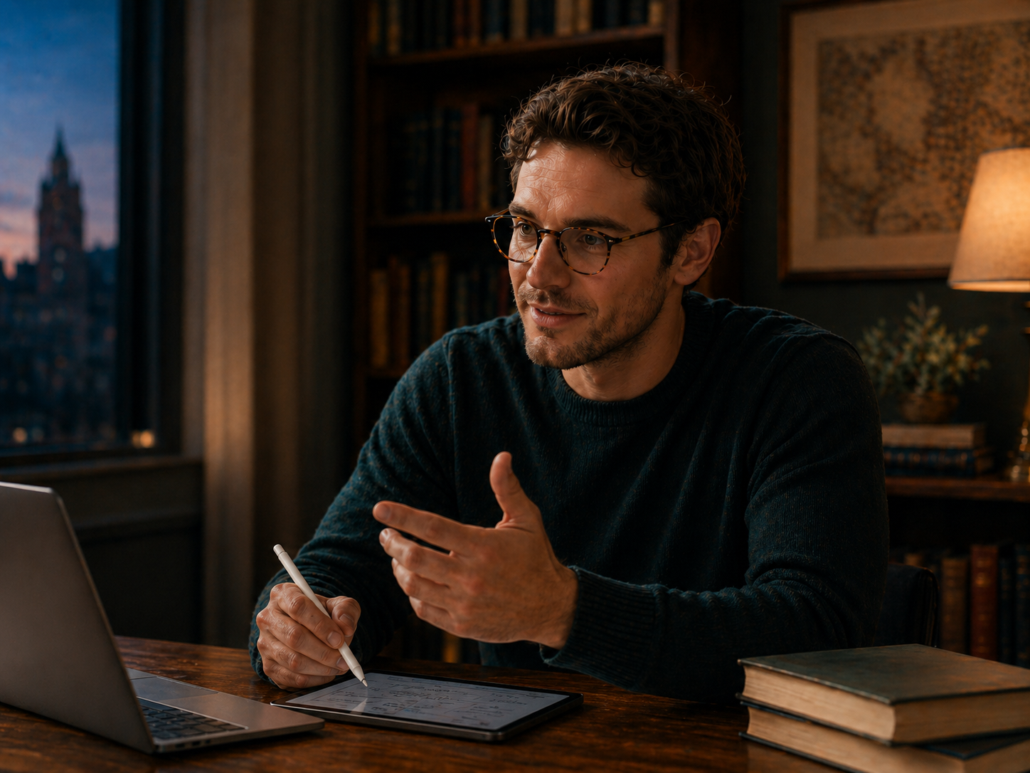 Research mentor explaining a concept during an online mentoring session