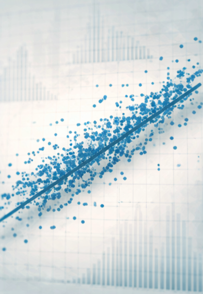 Abstract data visualization representing statistics, data science, and artificial intelligence